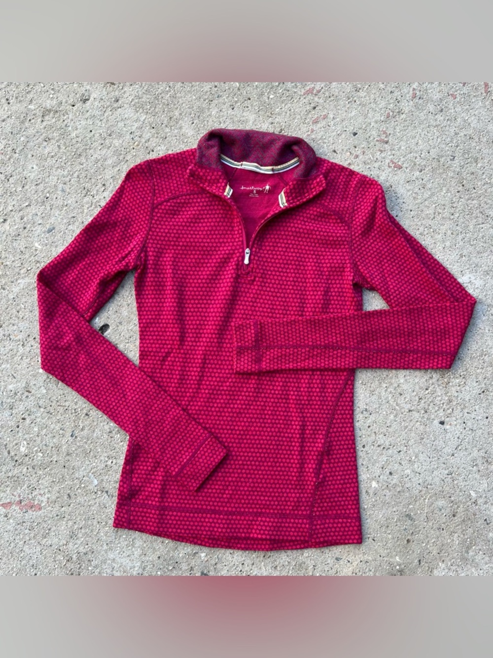 SMARTWOOL Classic Thermal Merino Base Layer 1/4 Zip Green Sz S Outdoor Gorpcore